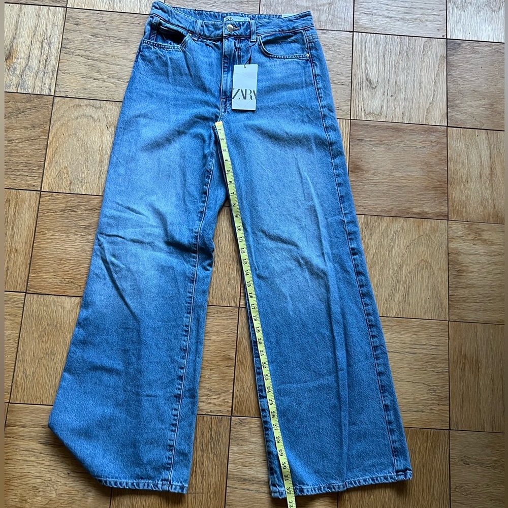 Zara Women's Flare Wide Leg Blue Jeans